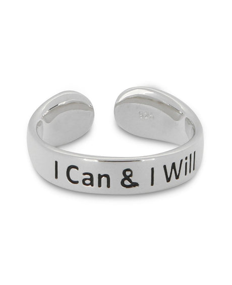 I Can & I Will Adjustable Inspirational Sterling Silver Ring - Rings