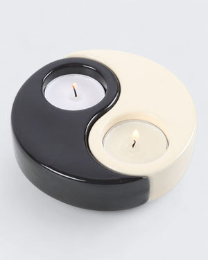 Imperfectly Perfect Yin Yang Tealight Candle Holder – 2 - Piece Ceramic Set - Candle Holder
