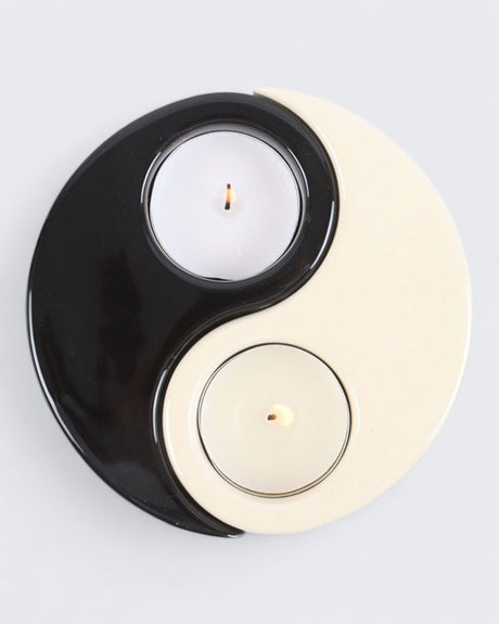 Imperfectly Perfect Yin Yang Tealight Candle Holder – 2 - Piece Ceramic Set - Candle Holder