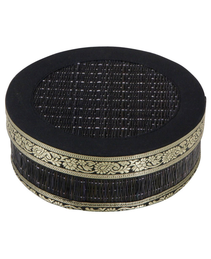 Indian Border Decorative Seagrass Storage Box - Jewelry Boxes Black