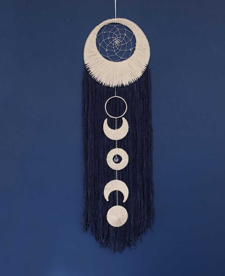 Indigo - Dyed Lunar Cycle Wall Hanging - Wall Art