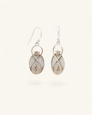 Infinite Lotus Earrings — Silver Plated Bronze Drop Earrings with Flame Motif - Earrings
