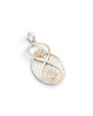 Infinite Lotus & Flame Pendant — Handmade Silver - Tone Charm - Pendant
