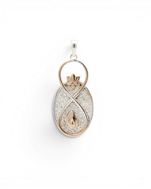 Infinite Lotus & Flame Pendant — Handmade Silver - Tone Charm - Pendant