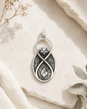 Infinite Lotus Flame Pendant — Silver - Plated Symbolic Necklace Charm - Pendant