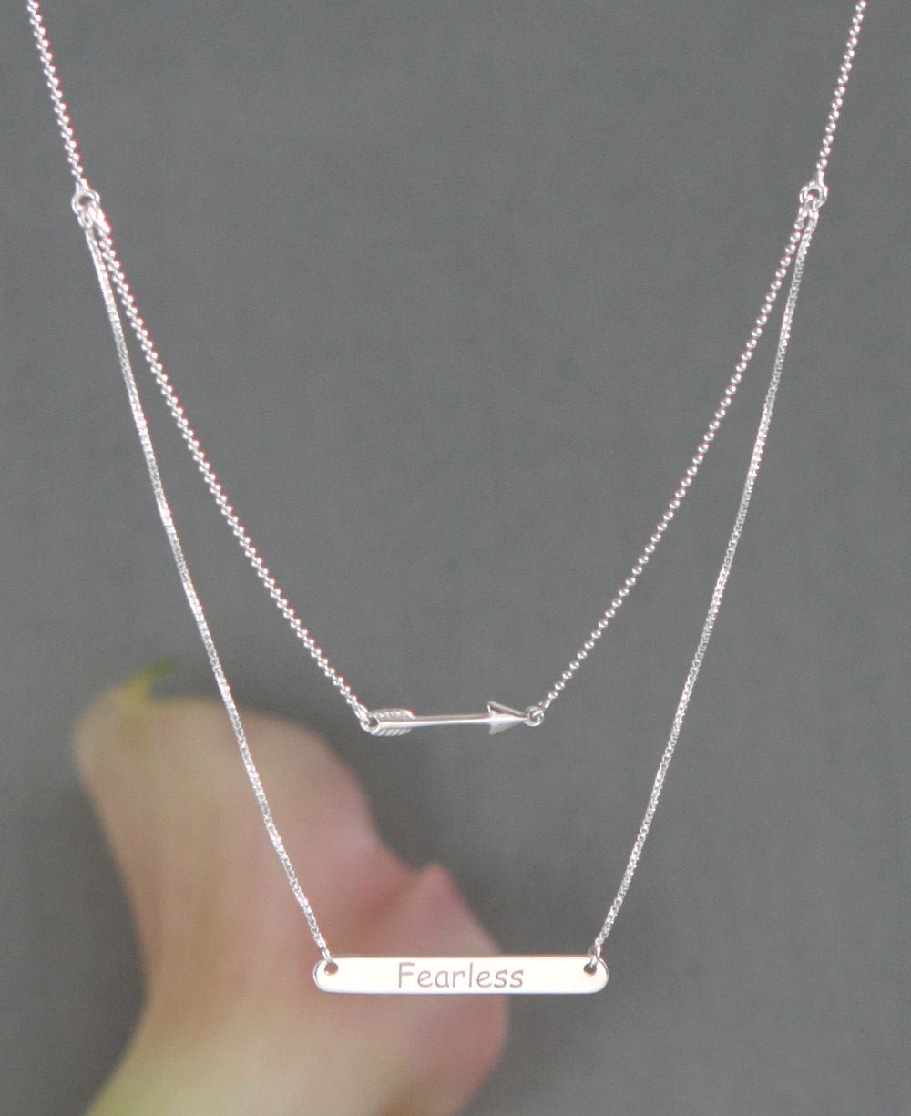 Inspirational Sterling Silver Layer Necklace, Fearless - Meaningful Jewelry