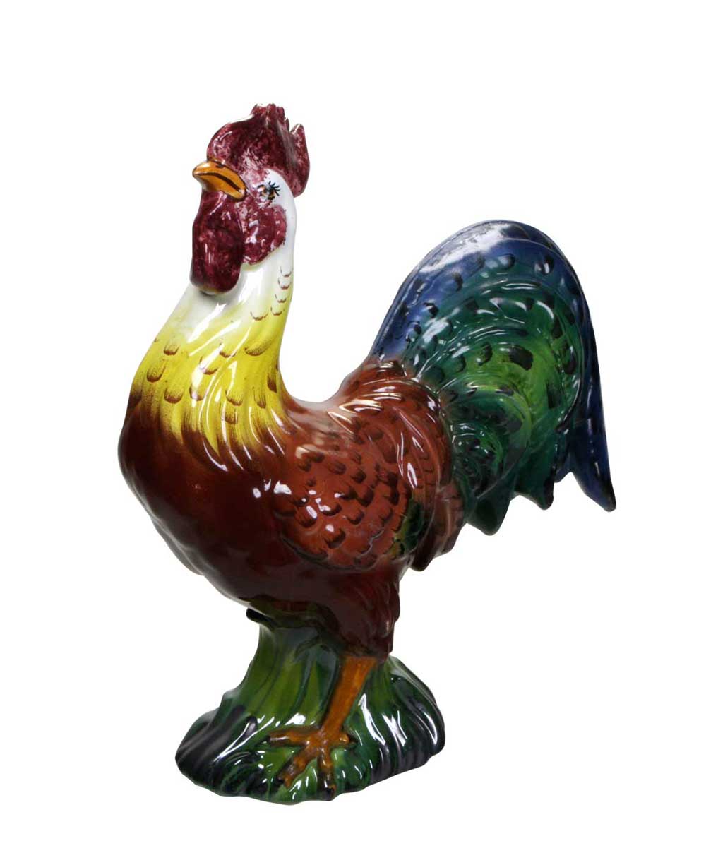 Intrada Italy Hand - Painted Ceramic Rooster Statue, 16" Tall - sculptures and statues