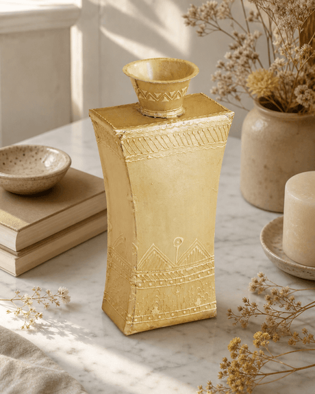 Iridescent Concave Cream Vase - Vase