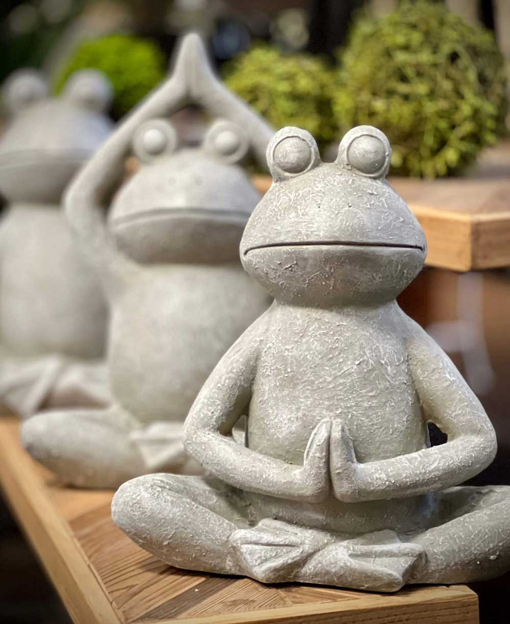 Karma Frog Yoga Statues, Sold Individually Or Set - Sculptures & Statues Set of 3