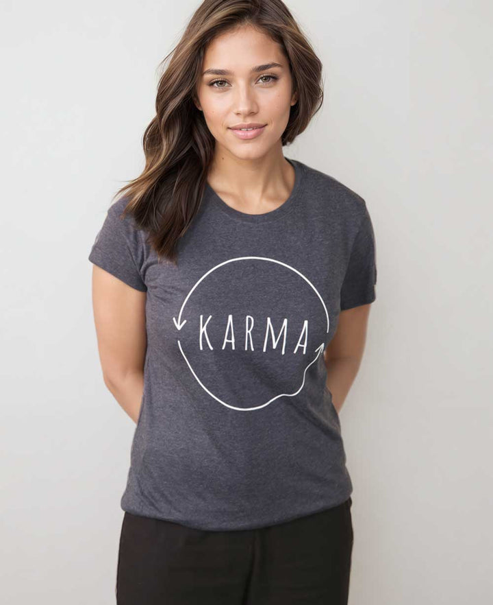 Karma Women's Heather Blue Recycled T-Shirt - Shirts & Tops S