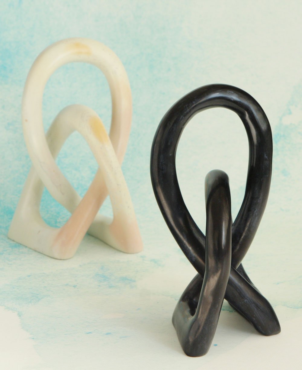 Kisii Eternity Knot Soapstone Statue, Kenya - Statues Black