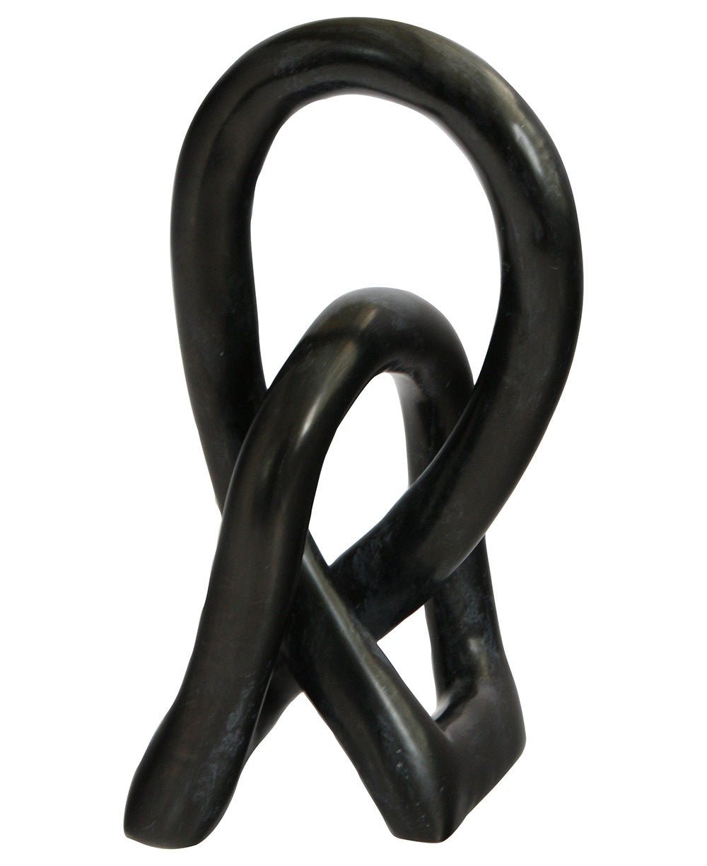 Kisii Eternity Knot Soapstone Statue, Kenya - Statues Black