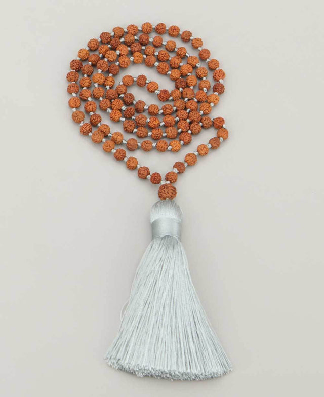 Knotted Rudraksha Mala, 108 Beads - Prayer Beads 6mm