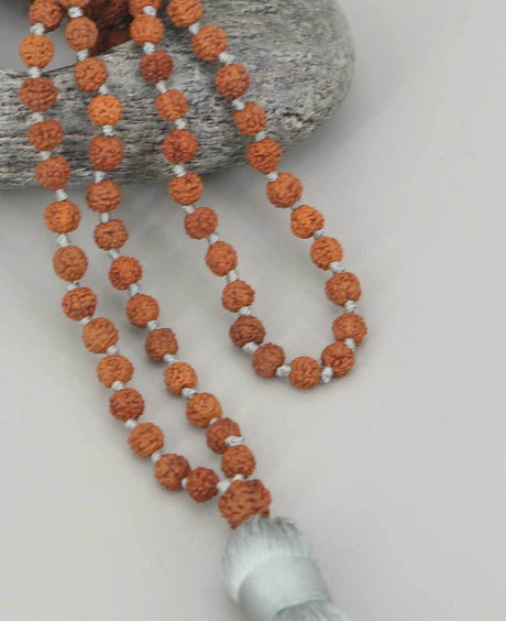 Knotted Rudraksha Mala, 108 Beads - Prayer Beads 6mm