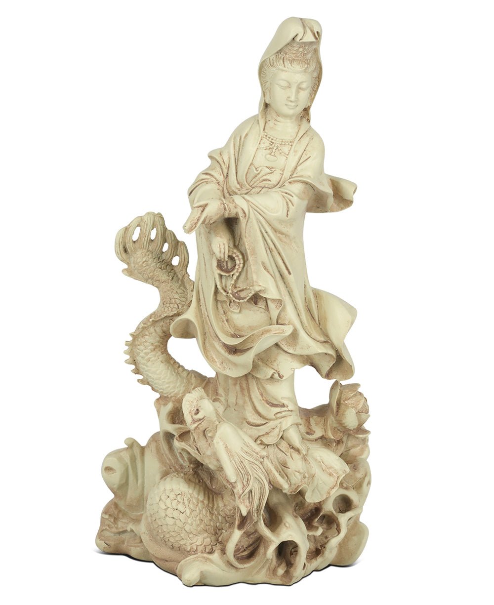 Kuan Yin on Dragon Statue - Sculptures & Statues