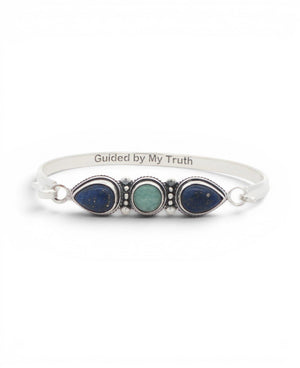 Lapis & Amazonite Three - Stone Cuff Bracelet — Guided by My Truth - Jewelry
