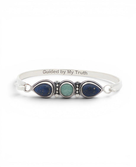 Lapis & Amazonite Three - Stone Cuff Bracelet — Guided by My Truth - Jewelry
