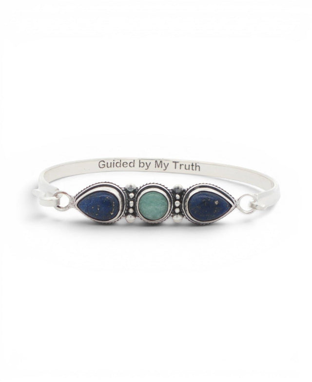Lapis & Amazonite Three - Stone Cuff Bracelet — Guided by My Truth - Jewelry