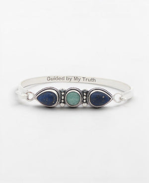 Lapis & Amazonite Three - Stone Cuff Bracelet — Guided by My Truth - Jewelry