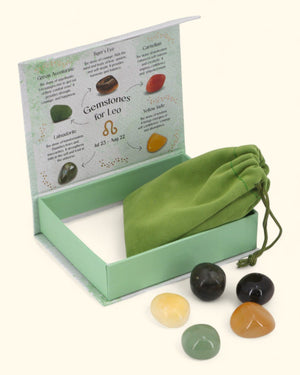 Leo Zodiac Candle & Crystal Tumblestone Set - Candles