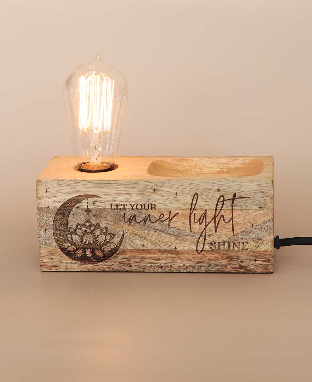 Let Your Inner Light Shine Wooden Tabletop Lamp - Lamps