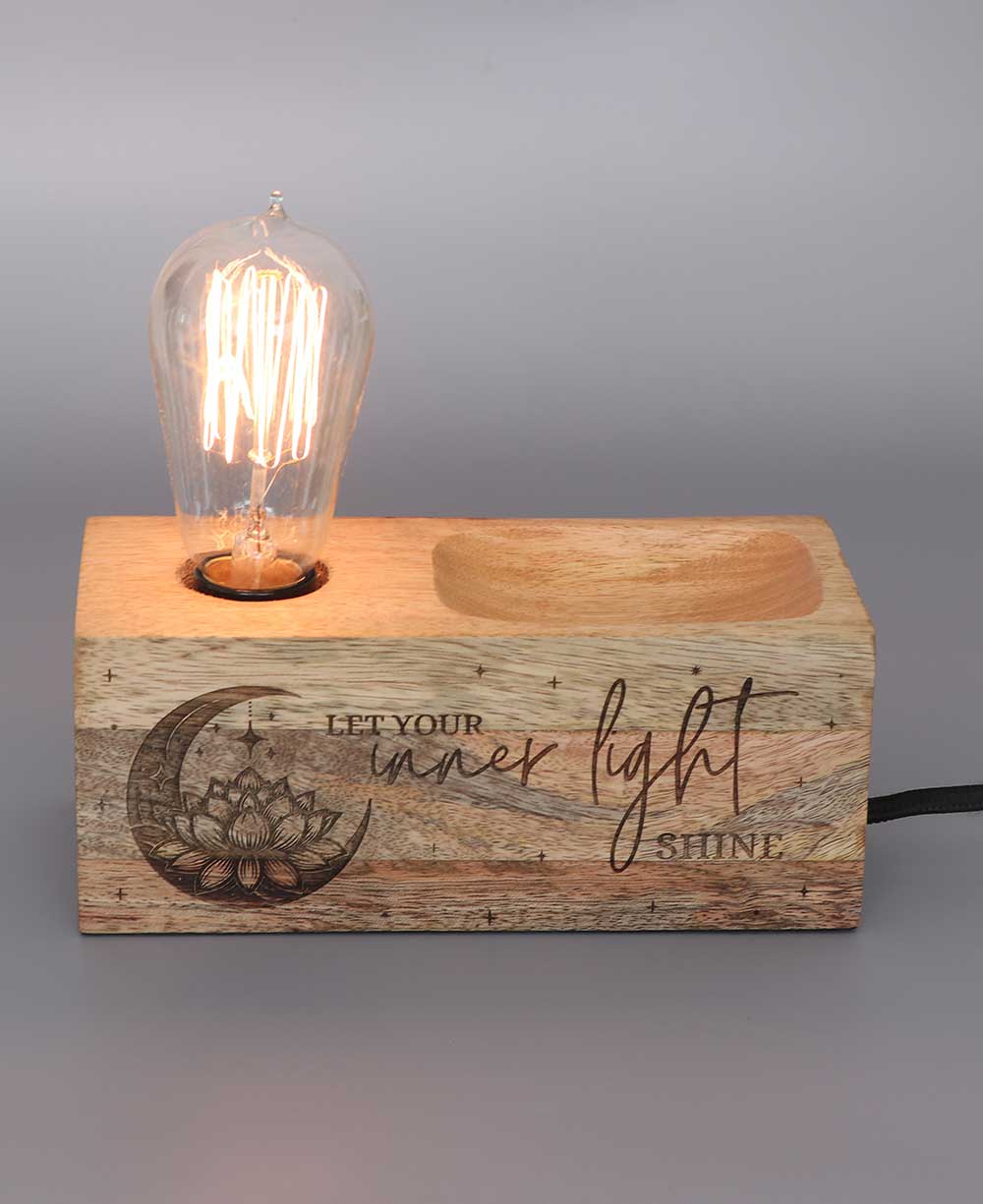 Let Your Inner Light Shine Wooden Tabletop Lamp - Lamps