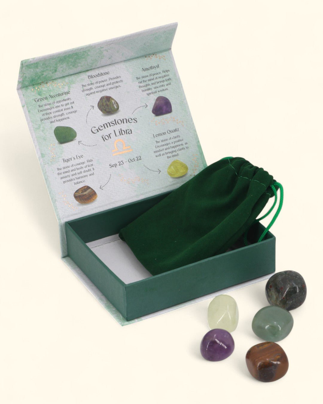 Libra Zodiac Candle & Crystal Tumblestone Set - Candles