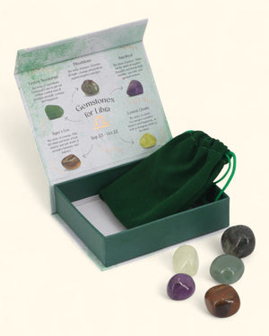 Libra Zodiac Candle & Crystal Tumblestone Set - Candles