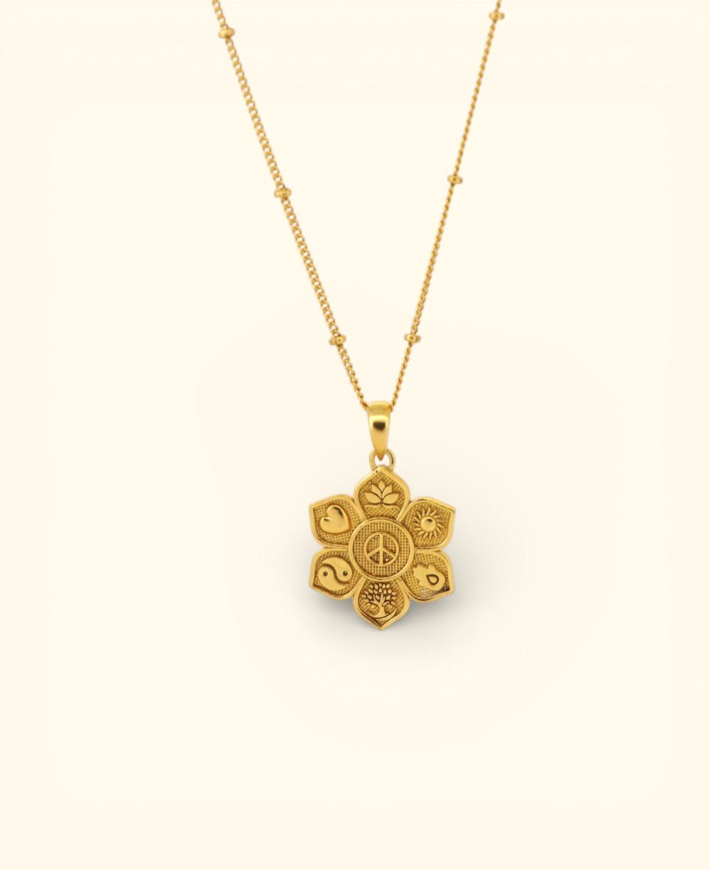 Live with Intention Lotus Necklace – 18K Gold Plated Symbolic Pendant - Necklace