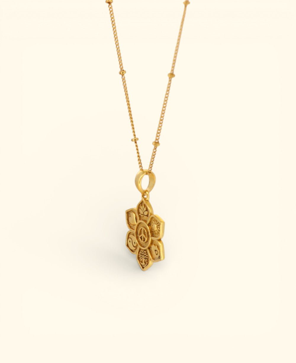 Live with Intention Lotus Necklace – 18K Gold Plated Symbolic Pendant - Necklace