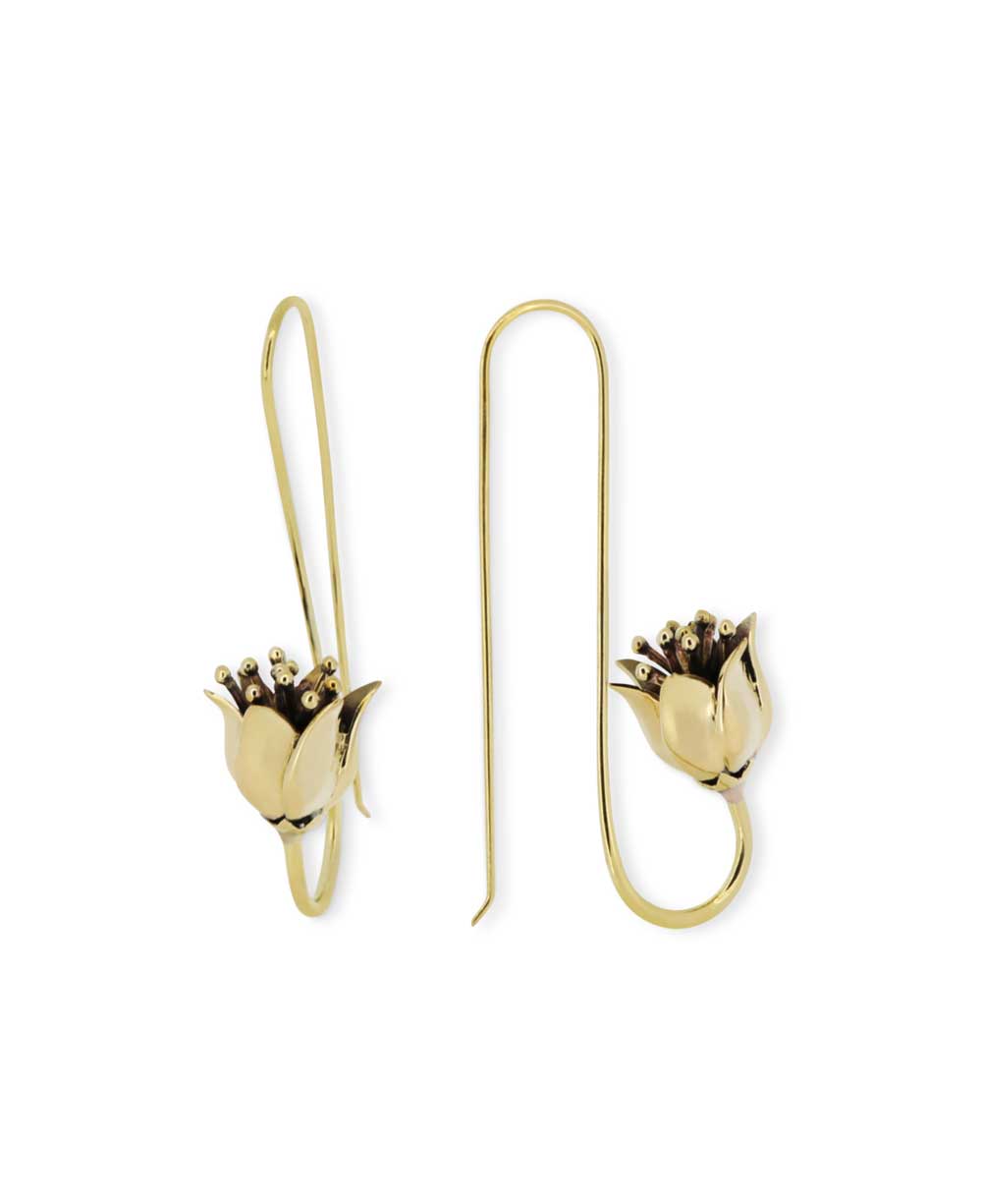 Lotus Design Threader Earrings - Earrings Bronze