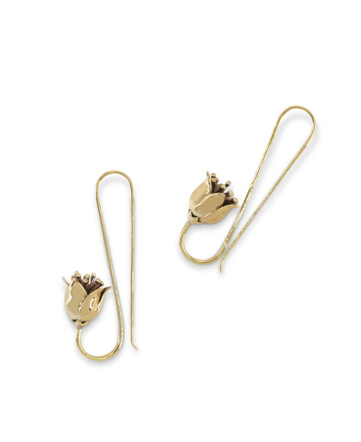 Lotus Design Threader Earrings - Earrings Bronze