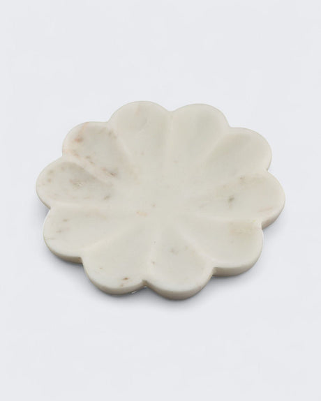 Lotus Flower Marble Tray – Hand - Carved Decorative Catchall - Decorative Trays