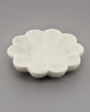 Lotus Flower Marble Tray – Hand - Carved Decorative Catchall - Decorative Trays