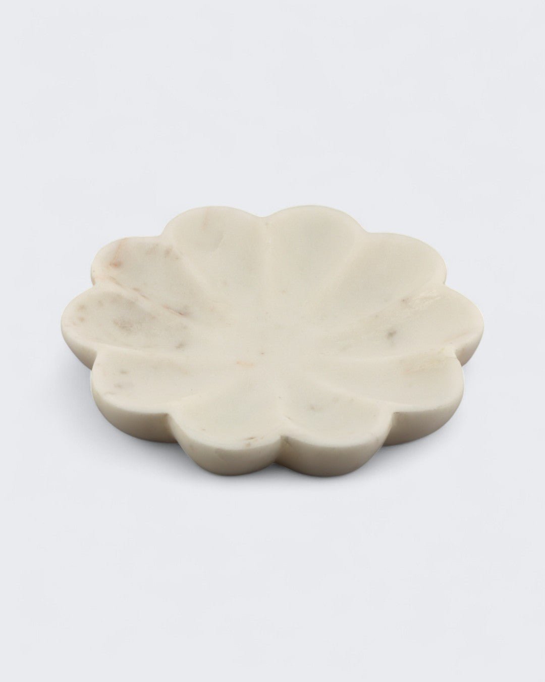 Lotus Flower Marble Tray – Hand - Carved Decorative Catchall - Decorative Trays