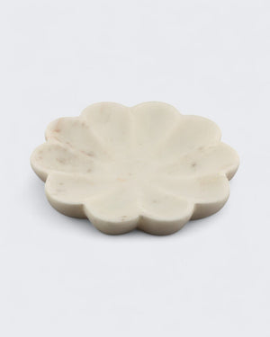 Lotus Flower Marble Tray – Hand - Carved Decorative Catchall - Decorative Trays