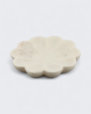 Lotus Flower Marble Tray – Hand - Carved Decorative Catchall - Decorative Trays