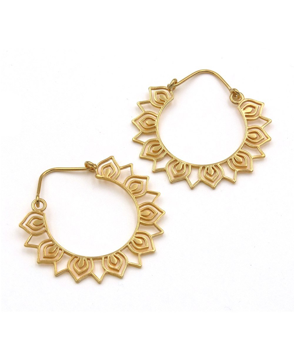 Lotus Petal Hoop Earrings - Earrings Gold