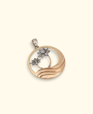Lotus Wave Pendant – Mixed Metal Bronze & Sterling Silver Necklace - Pendant