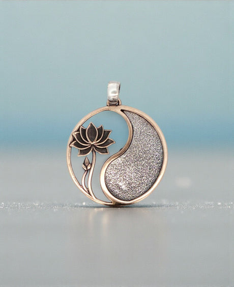 Lotus Yin Yang Pendant in Bronze & Sterling Silver Harmony - Pendant