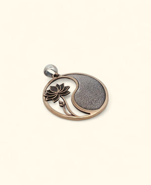 Lotus Yin Yang Pendant in Bronze & Sterling Silver Harmony - Pendant