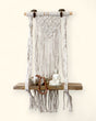 Macrame Wall Shelf with Natural Wood for Small Altar or Statue - Wall Hanging 12 Inch