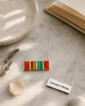 Malachite, Carnelian, and Tigers Eye Sterling Silver Necklace - Necklaces