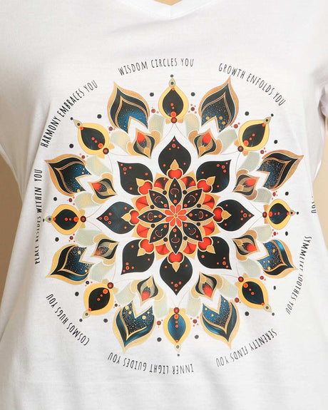 Mandala Radiance V - Neck Tee – Centered in Spirit and Style - Apparel S