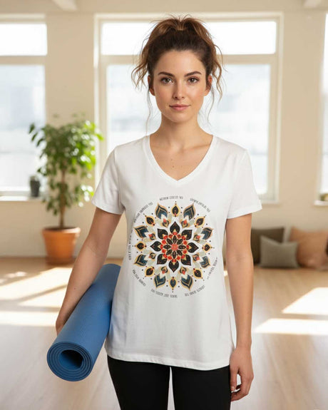 Mandala Radiance V - Neck Tee – Centered in Spirit and Style - Apparel S