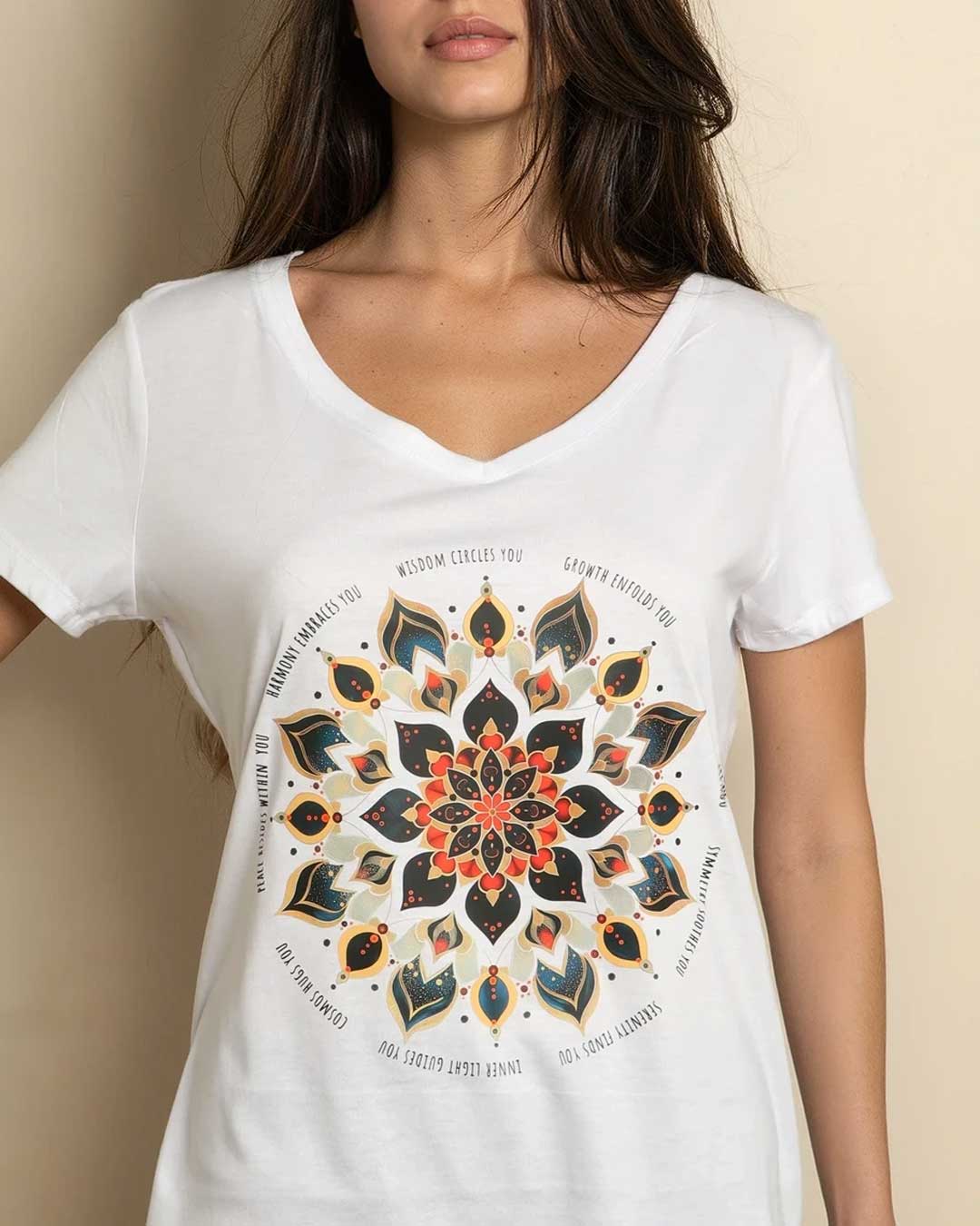 Mandala Radiance V - Neck Tee – Centered in Spirit and Style - Apparel S