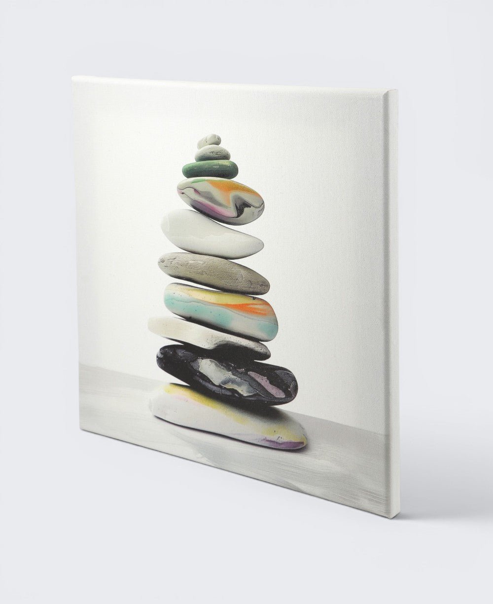 Marbled Zen Cairn Canvas Print — 12 - Inch Wood Framed Wall Art - Wall Hanging