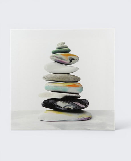 Marbled Zen Cairn Canvas Print — 12 - Inch Wood Framed Wall Art - Wall Hanging