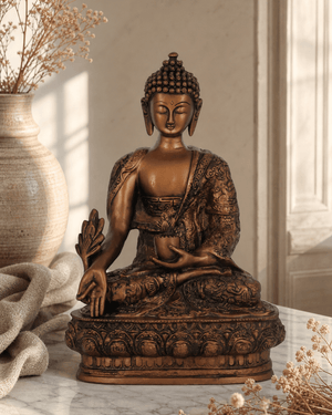 Medicine Buddha Statue Bronze Color - Sculptures & Statues