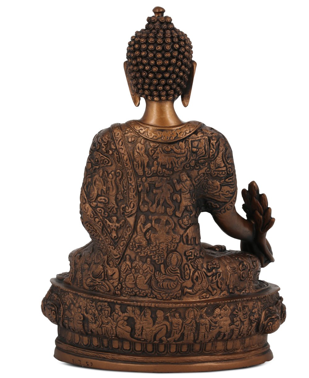 Medicine Buddha Statue in Bronze Color, 12 Inches - Sculptures & Statues